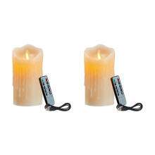 2X Bougies LED, Bougies Scintillantes Sans Flamme, Bougie Rechargeable, Véritables Bougies En Cire avec Télécommande, 12,5 cm