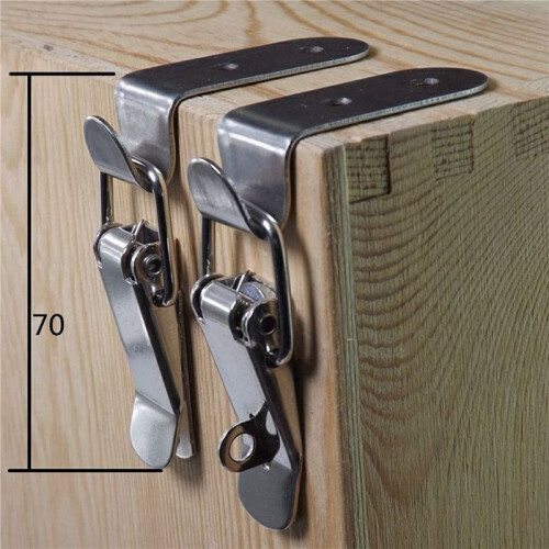 2X 90 Degrees Duck-Mouth Buckle Hook Lock Spring Loaded Draw Toggle  Clamp Silver Hasp  Catch B 2