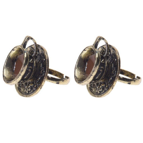 2X Metall Retro Kaffee Teetasse Fingerring verstellbar Mode