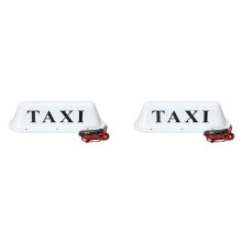 2X White PVC 12V de La Lampe 12V de Signe de Voiture de La Cabine SupÉRieure LED de Voiture de La Base SupÉRieure de Toit de Taxi MagnÉTique