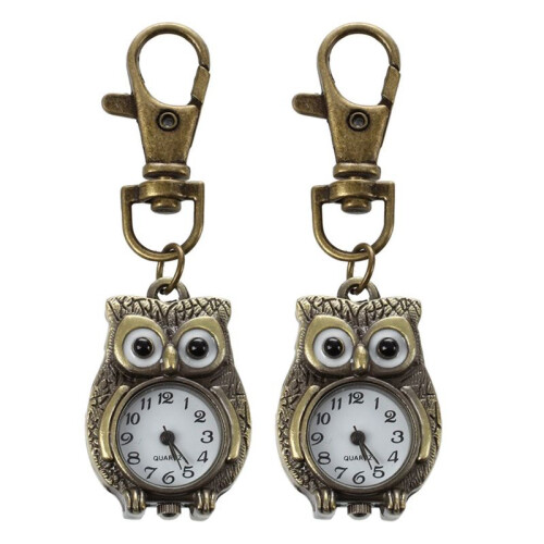 2X Keychain Clock Keyring Owl Shape 37X24mm