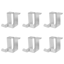 12PC Back Door Hook Stainless Steel Kitchen Cabinet Clothes Hanger Home Storage Hanger Organizer Hooks Silver Hook