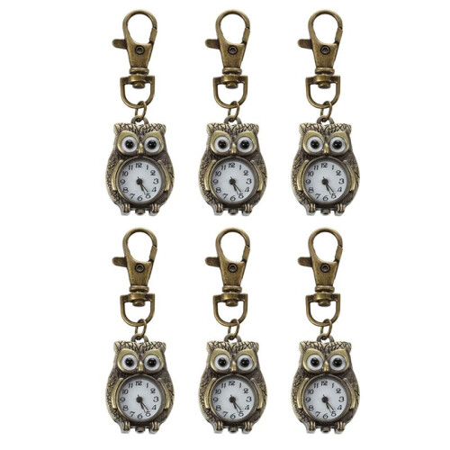 6X Keychain Clock Keyring Owl Shape 37X24Mm