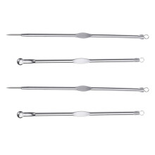 2X Edelstahl Blemish Mitesser Akne Pickel Extractor Entferner Nadel + Clip