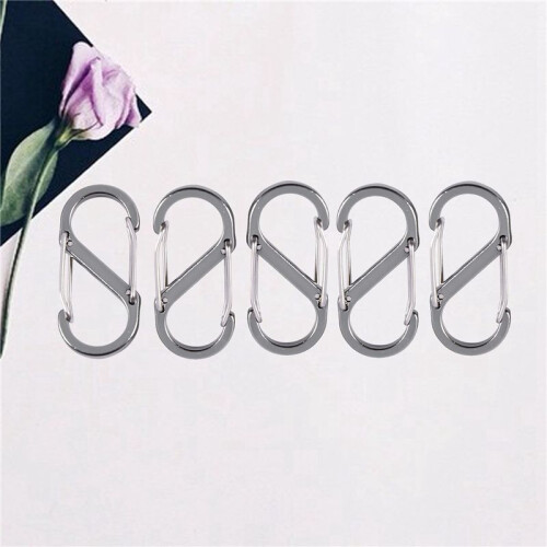 20 Pcs  S Shape Key Chain Carabiner Fuse Clips (Silver) 2