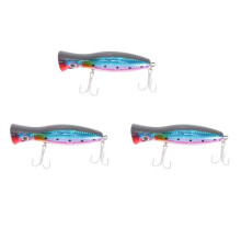 3Pc Popper Fishing 3d Augen with Treble Hooks 12cm 42g Topwater Hard Lure Soft Plastic Isca Artificial Fishing Lure