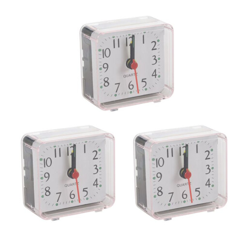 3PCS Portable Cute  Cartoon Multi-Function Table Clocks(White)