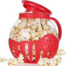 Microwave Popcorn Popper Borosilicate Glass 2.25QT BPA  Maker with Silicone Lid Dishwasher Safe