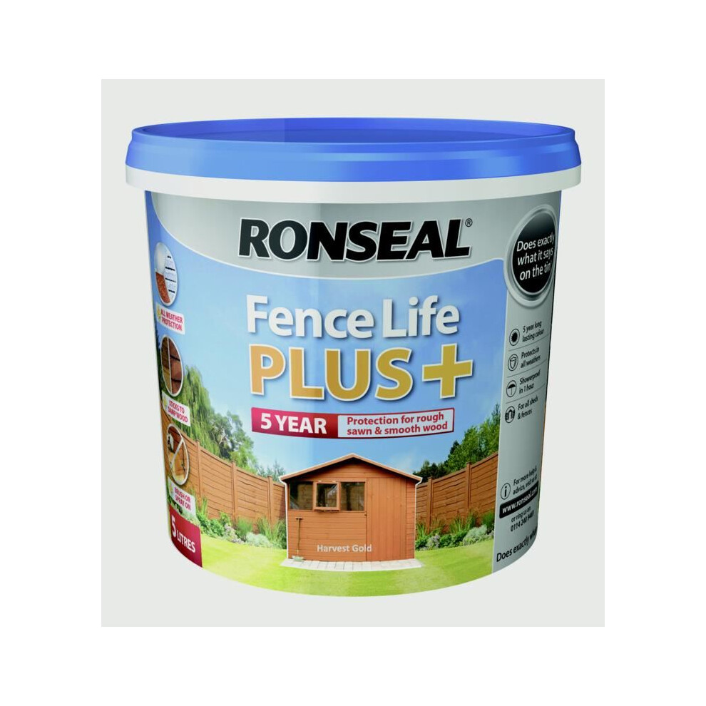 Ronseal RSLFLPPHG5L 5 Litre Fence Life Plus Paint - Harvest Gold