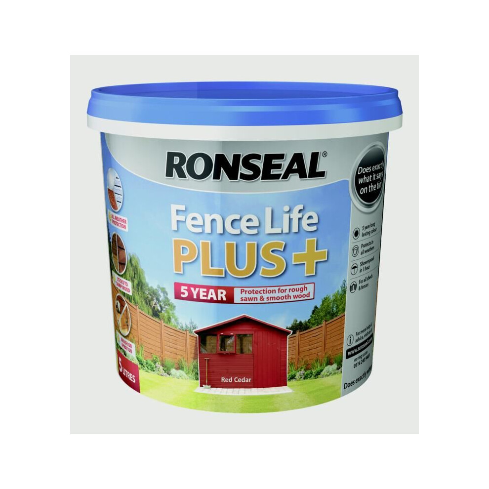 Ronseal RSLFLPPRC5L 5 Litre Fence Life Plus Paint - Red Cedar