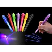 7pcs Invisible Vanishing Ink Marker Pen Secret Spy Message Writer with UV Light Fun Activity for Kids L01327