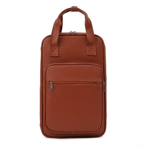 PU Leather Drumstick Bag Backpack with Multiple Pockets, WaterResistant, Dual Straps, Brown