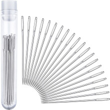 Agulhas de costura longas, agulha de bordado em aço inoxidável à prova de ferrugem, orifício extragrande que facilita a passagem da linha, ideal