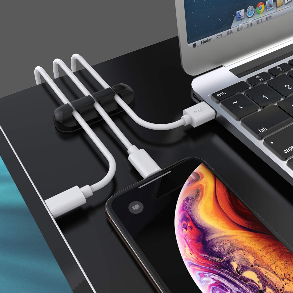 Silicone Cable Management Solution, Desktop Accessories For Organizing Wires & Cords, Wire Organizer With Self Adhesive Hooks For Office & Home 9169997981776