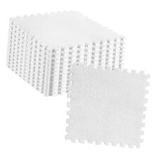 10 Stück Plüsch-Schaumstoff-Puzzle-Bodenfliesen, 30x30cm, Rutschfest, Weiß