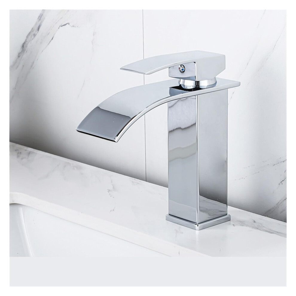 Bathroom Faucet Hot And Cold Water Mixer With Gunmetal Finish Countertop Mounted Waterfall Spout 9347817041194