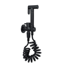 Bidet Tap Sprayer Wall Mounted Black Handheld Bidet Sprayer Kit With Spring Hose Single Handle Toilet Douche Spray