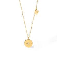 Gold Plated Stainless Steel Pendant Necklace Oval-JDN20928