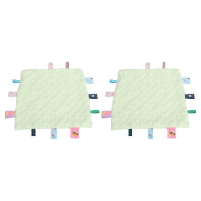 Baby Tags Security Blanket 24x24cm Pure Cotton Green Sensory Toy