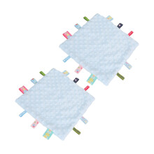Pure Cotton Baby Security Blanket with Colorful Tags, 24x24cm Blue