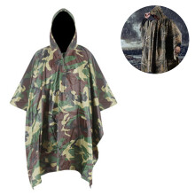 Waterproof Rain Poncho Camouflage Hooded Lightweight Durable Ripstop Polyester Outdoor Hunting Hiking Camping Fishing With Storage Bag Multi Use Quick
