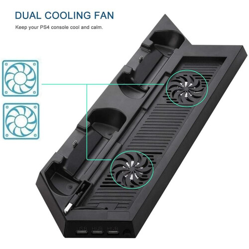 Supporto verticale per console di gioco con ventola di raffreddamento integrata e stazione di ricarica per controller per un'esperienza di gioco 1