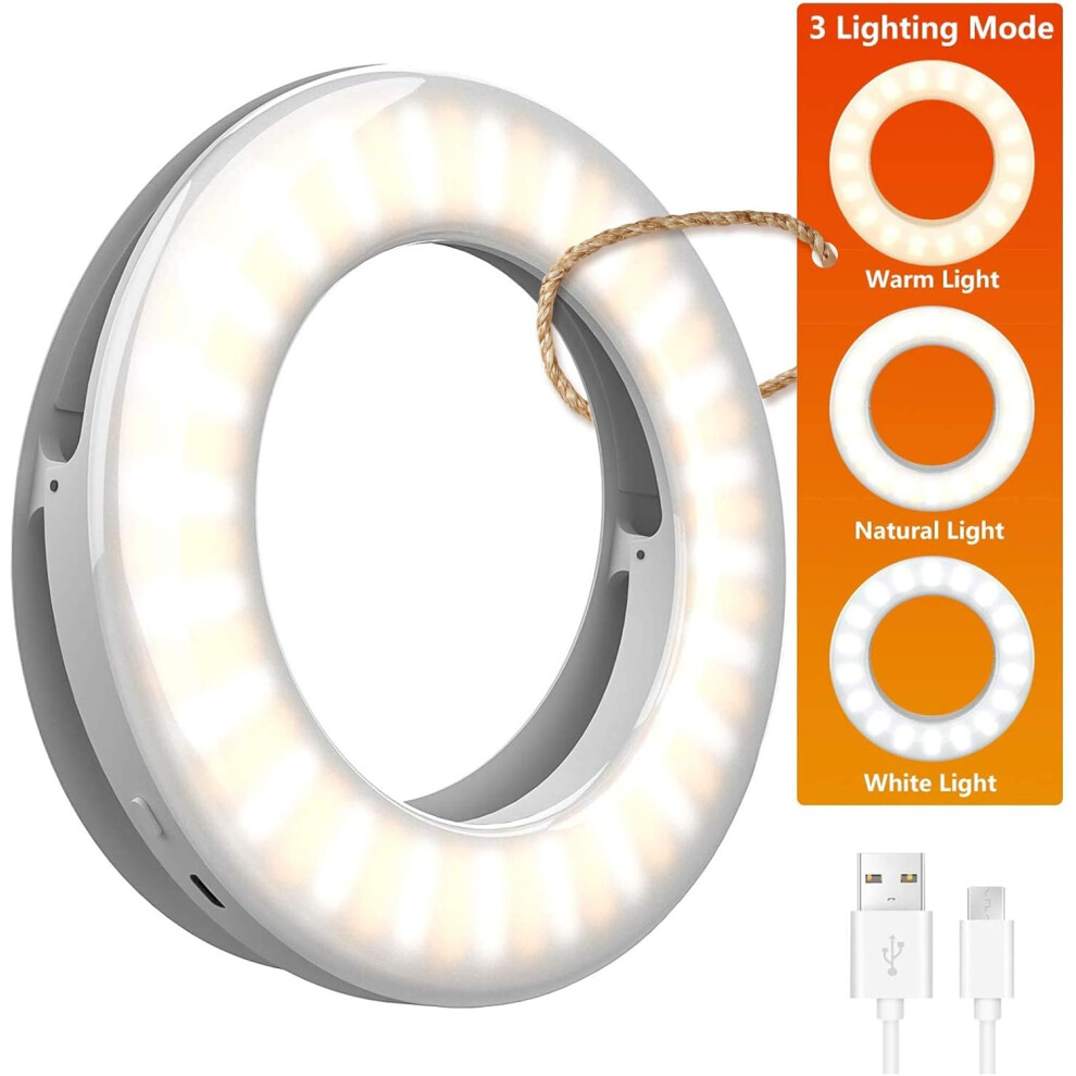 Rechargeable Selfie Ring Your Go-To Accessory For Stunning Selfies And Videos, 3 Modes, Brightness Adjustment, Clip-On Design, Light 9128293544917