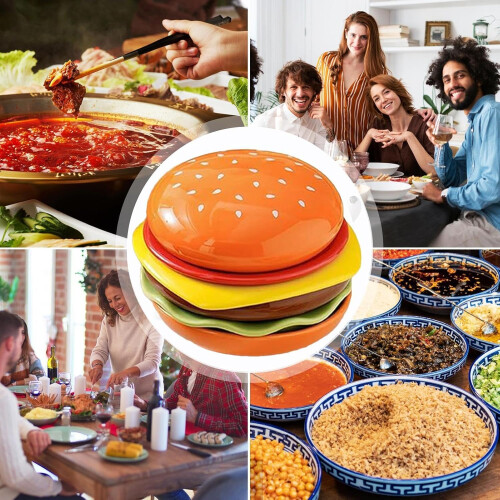 Stackable Dinnerware Set 6Layer Burger Shape Colorful Ceramic Dessert Plates for Party and Wedding 2