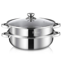 Stainless Steel Steamer Pot for Induction Cooker with Transparent Glass Lid and Dual Handles