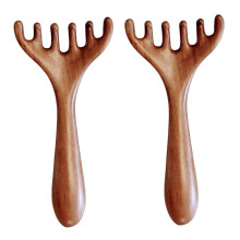 2Pcs Wide Tooth Scalp Massage Comb Natural Sandalwood Gua Sha Tool for Head Neck Face Care