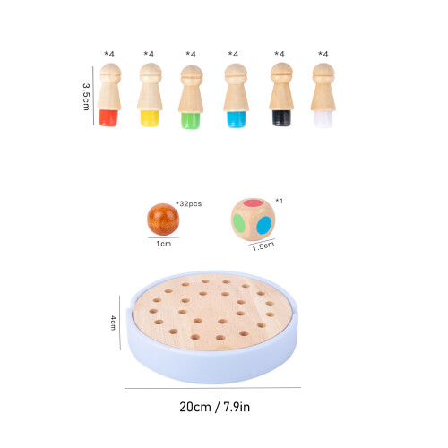 Wooden Memory Chess Educational Toy, 20x20cm, Sensory Learning 1