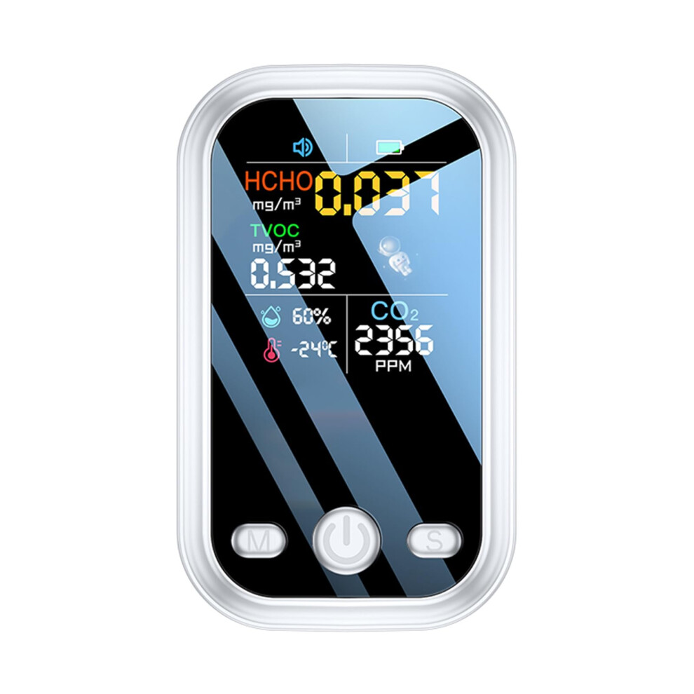 Co2 Temperature Humidity Meter With Lcd Screen Indoor Co2 Monitor For Office Or Home White 9347817045246