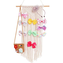 Organisateur mural décoratif, style bohème macramé, pour chambre de fille, grande capacité (50 à 80 accessoires pour cheveux)