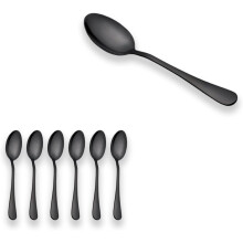 Super Large Serving Spoons, Stainless Steel Metal Flatware Set With Titanium Black Plating, Smooth Surface For Multi Use, Best Gift For Making Tea Cof