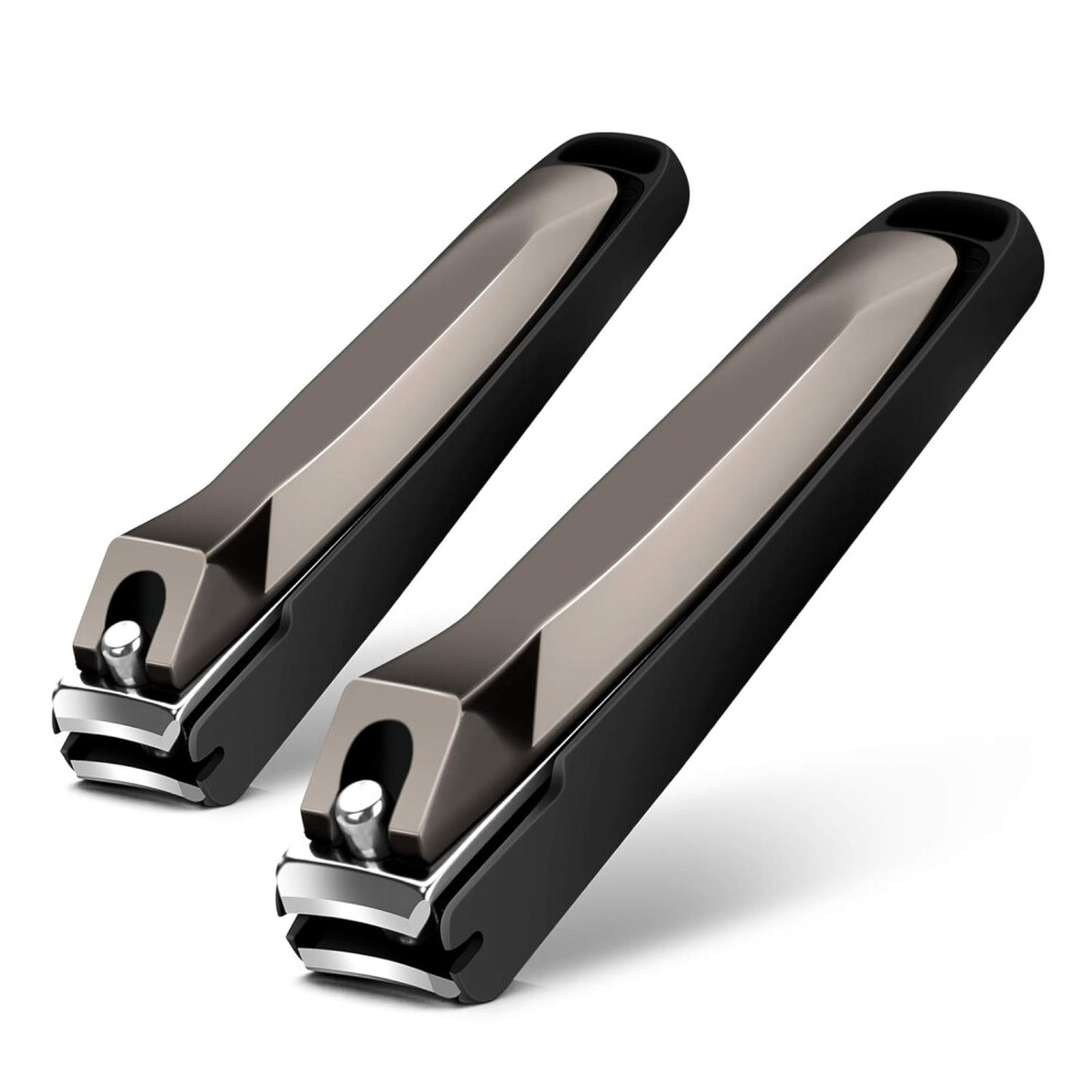 Anti-Splash Stainless Steel Nail Clipper, Mantis Grip, 2Pcs Set For Fingernails And Toenails, With Built-In Nail File, Portable Case For Travel Or