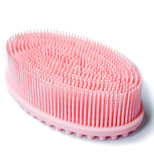 Esponja de silicone portátil para o corpo, dupla face, com cerdas macias para limpeza profunda e esfoliação da pele, esfoliante corporal