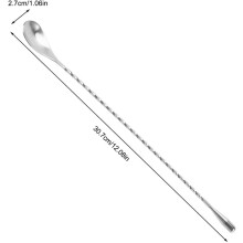 Twist Your Way To Perfection, Stainless Steel Bar Spoon Featuring A Twisted Middle And Weighted Teardrop End For Smooth Stirring, High Durability And