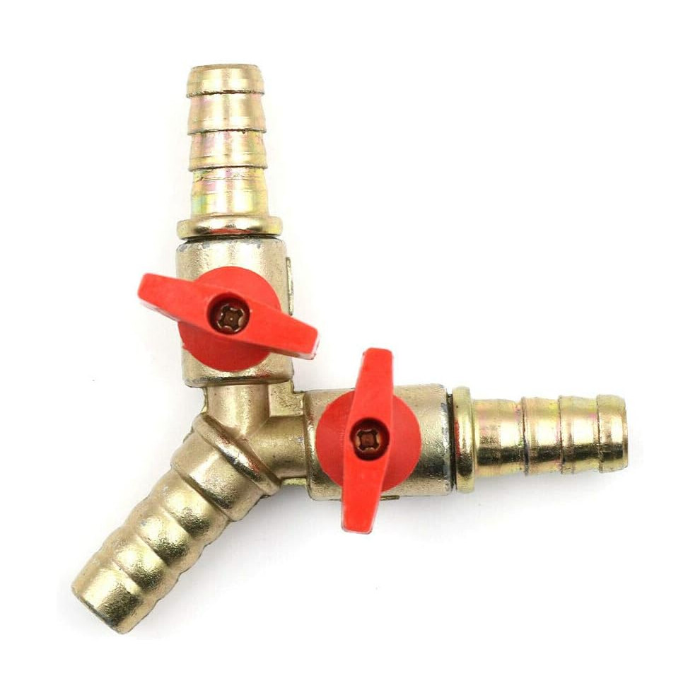 Fuel Air Oil Compatible Y Shaped Shut-Off Ball Valve, High Temperature Ductility Brass Barb Fitting For Irrigation Piping System, Three Way Union, 9128293179522