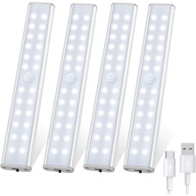 Luminária noturna magnética sem fio com sensor de movimento, bateria recarregável para iluminação portátil e econômica, fácil instalação em