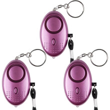 Beveiligingsalarmset, 140 dB sirene, persoonlijk alarm met ledlampjes voor noodgevallen en zelfverdediging (3 stuks, roze)