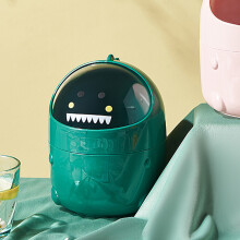 Mini grüner Plastik-Desktop-Mülleimer mit Deckel, einfaches Stauraum, 1,2 l