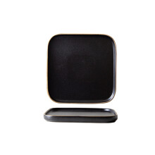 Dessert Ceramic Plates Black Matte Square Plate, Complete Tableware, Ceramic Dessert Plate