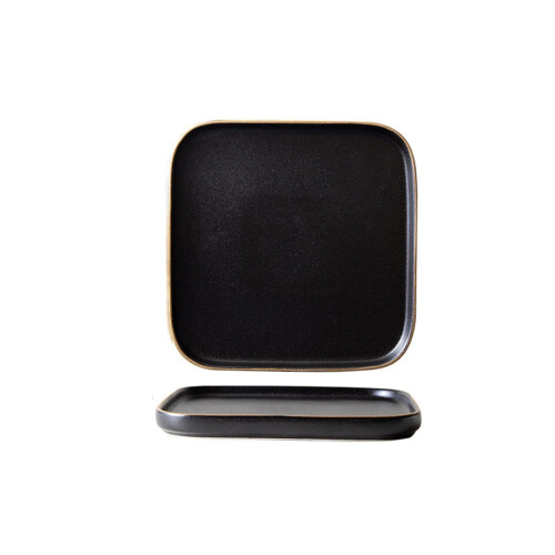 Dessert Ceramic Plates Black Matte Square Plate, Complete Tableware, Ceramic Dessert Plate