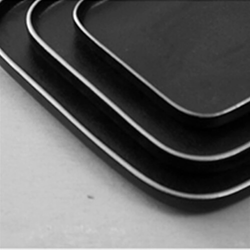 Dessert Ceramic Plates Black Matte Square Plate, Complete Tableware, Ceramic Dessert Plate 1