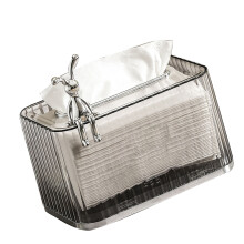 Große Öffnung Automatisches Hebesprung Taschentuchboxhalter, Silber, Kunststoff