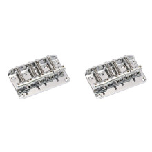 2X Hard Tail Fixed Bass Guitar Bridge Compatible with 4 String Jazz Bass or Precision Bass Style Top Load Chrome