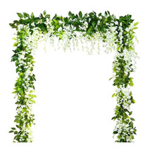 5Pcs 6.23Ft/Piece Wisteria Vine Artificial Hanging Flowers Garland Wisteria Hanging Flower for Wedding Arch Floral Decor