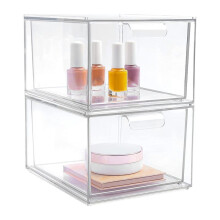 2PCS K Cup Organizer Coffee Pod Storage Container Stackable Drawers for Creamer Suger, Coffee Bar Organizer