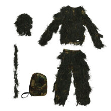 Tuta Ghillie 5 nel 1, Abbigliamento da Caccia All'Aperto Mimetico 3D con Giacca, Pantaloni, Cappuccio, Borsa per il Trasporto per Adulti, Bambini,