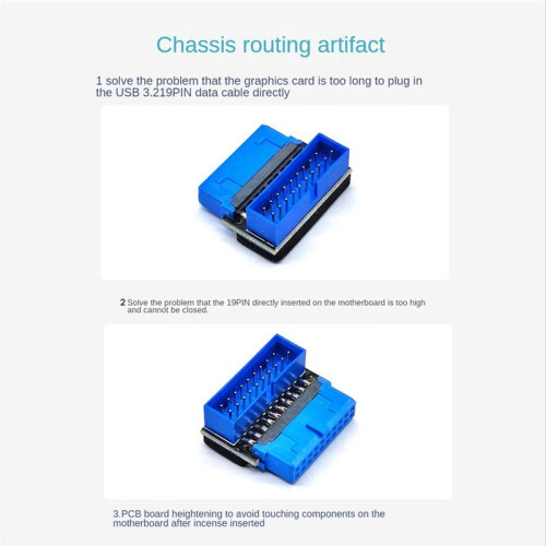 USB Header Adapter USB3.2 GEN1 19Pin/20Pin Socket 90 Degree Steering Armbow Converter DIY Desktop Moderkort A 2